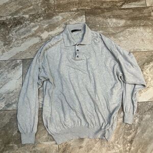 Giasone Mens Large Gray Long Sleeve polo shirt made in Italy